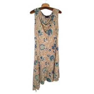 RAG Y2K Cowl Neck Dress Floral Asymmetrical Hem Fairycore Large Bloomcore